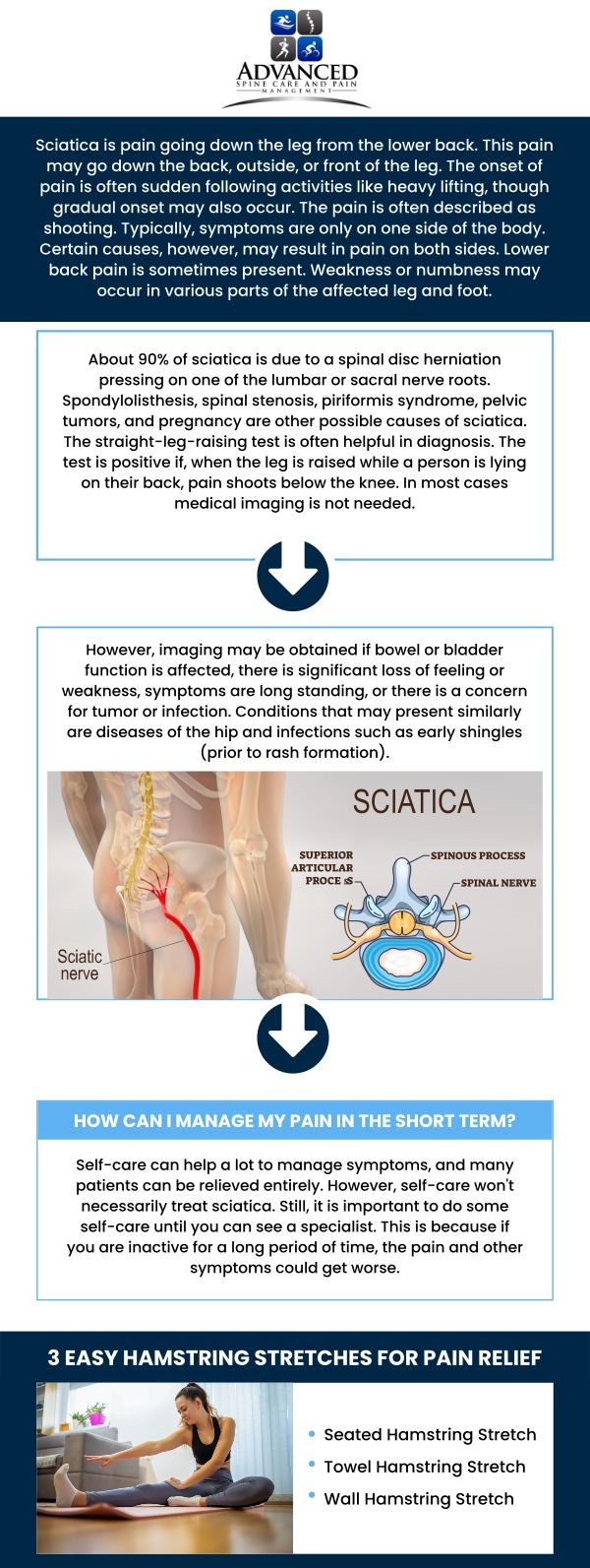 Sciatica can make everyday activities like sitting, walking, or lifting painful and challenging. At Advanced Spine Care & Pain Management in Staten Island, Dr. Shailesh S. Pathare, MD, carefully evaluates the root cause of your discomfort. Our team provides targeted treatments to reduce nerve pain, restore mobility, and improve overall daily function. With personalized care, patients regain comfort and confidence in their routine activities. For more information, contact us today or book an appointment online. We are conveniently located at 565 Jewett Ave, Staten Island, NY 10302.